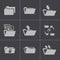 Vector black folder icons set