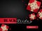 Vector Black Friday banner of realistic red color gift boxes with gold ribbons and tiny beads