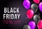 Vector Black Friday sale poster with shiny balloons, ribbons and confetti. Template for advertising posters, banners, flyers