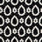 Vector black fun daisy flowers rows of teardrops repeat pattern with dark grey hearts background. Suitable for textile