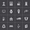 Vector black funeral icons set