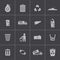 Vector black garbage icons set