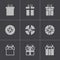 Vector black gift icons set