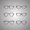 Vector black glasses icons set on white background