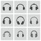 Vector black headphone icons set