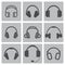 Vector black headphone icons set