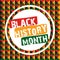 Vector black history month banner or label isolated on African seamless pattern background.