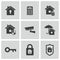 Vector black home security icons set