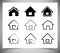 Vector black house icons set on white