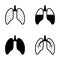 Vector black human lung icons set