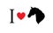 Vector black i love horse head silhouette print