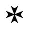 Vector black isolated icon of the cross of Malta