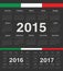 Vector black Italian circle calendars 2015, 2016, 2017