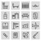 Vector black line airport icons set
