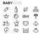 Vector black line baby icons set