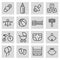 Vector black line baby icons set