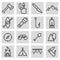 Vector black line camping icons set