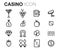 Vector black line casino icons set