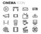 Vector black line cinema icons set