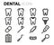 Vector black line dental icons set