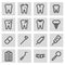 Vector black line dental icons set