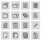 Vector black line document icons set