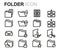 Vector black line folder icons set