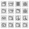 Vector black line folder icons set