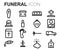 Vector black line funeral icons set