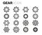 Vector black line gear icons set