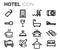Vector black line hotel icons set