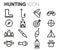 Vector black line hunting icons set