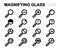 Vector black line magnifying glass icons set