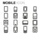 Vector black line mobile icons set