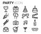 Vector black line party icons set