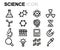 Vector black line science icons set