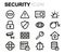 Vector black line security icons set