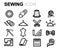 Vector black line sewing icons set