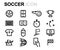 Vector black line soccer icons set