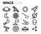 Vector black line space icons set