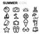 Vector black line summer icons set