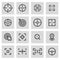 Vector black line target icons set