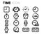 Vector black line time icons set