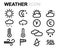 Vector black line weather icons set