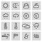 Vector black line weather icons set