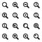 Vector black magnifying glass icon set