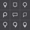 Vector black map pointer icons set