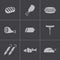 Vector black meat icons set