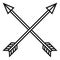 Vector Black Medieval Icon of Crossed Arrows