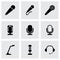 Vector black microphone icons set